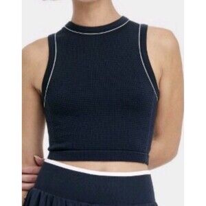 All In Motion Women's Navy Blue Waffle Muscle Cropped Tank Top Size Medium NWT